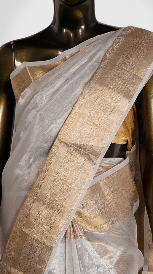 Silver Tissue Banaras Saree - Clio Silks