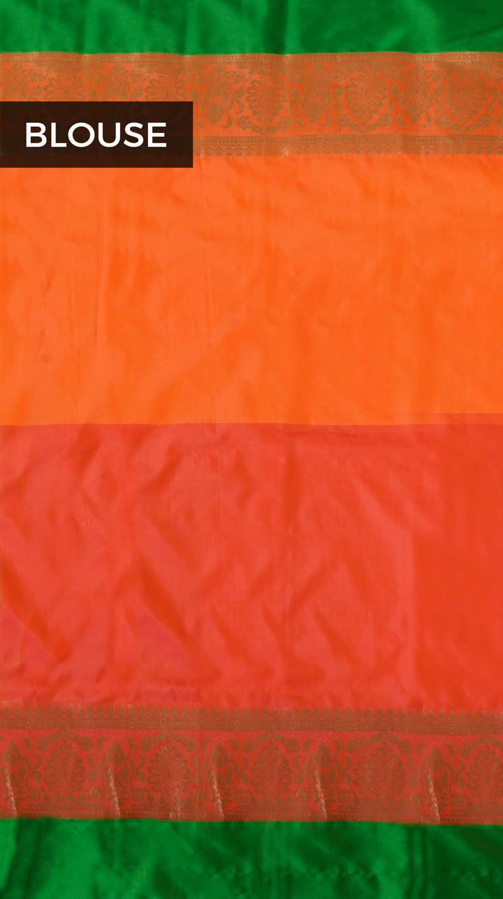 Peach Orange Multi Checks saree - Clio Silks