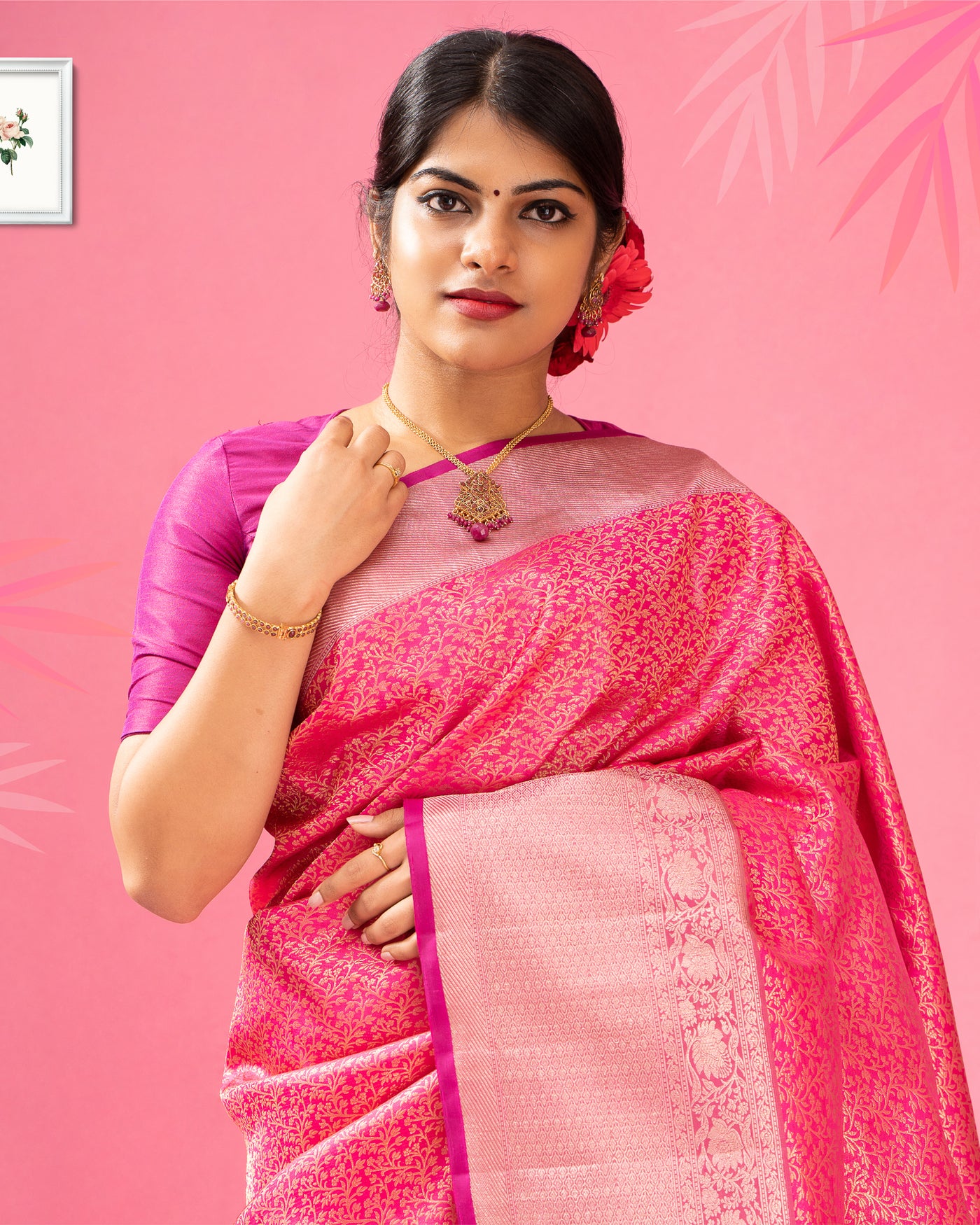 magenta-and-purple pure-kanjivaram-silk-sari