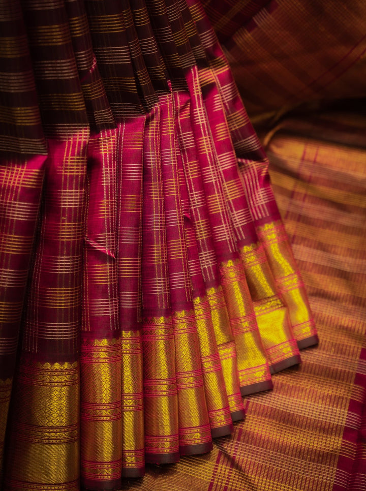 Jamun Purple Muthukattam Pure Kanjivaram Silk Sari - Clio Silks