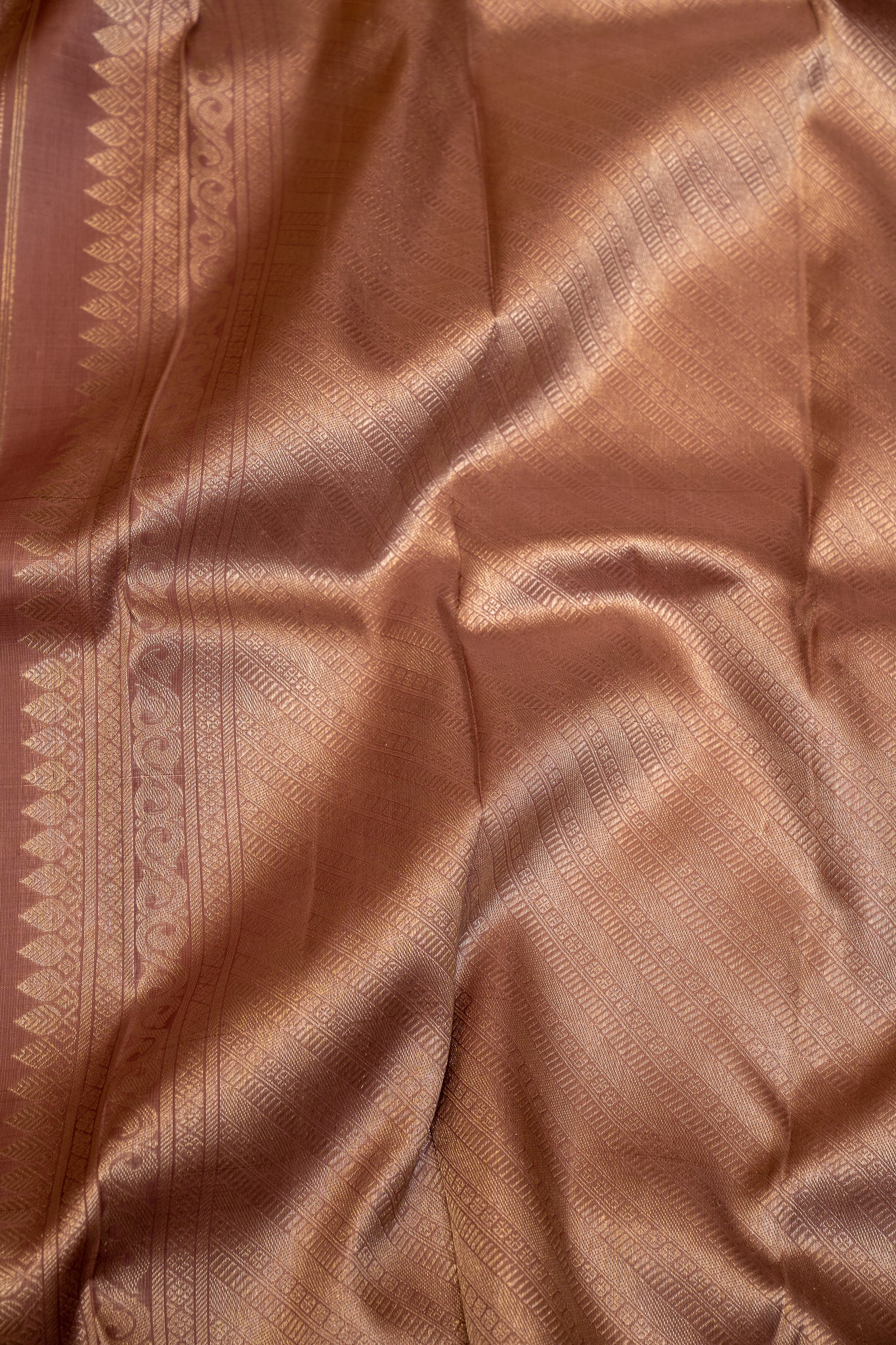 Mauve Pastel Brocade Zari Panel Pure Kanjivaram Silk Sari - Clio Silks
