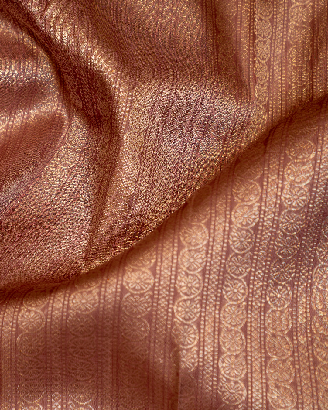 Mauve Pastel Brocade Zari Panel Pure Kanjivaram Silk Sari - Clio Silks
