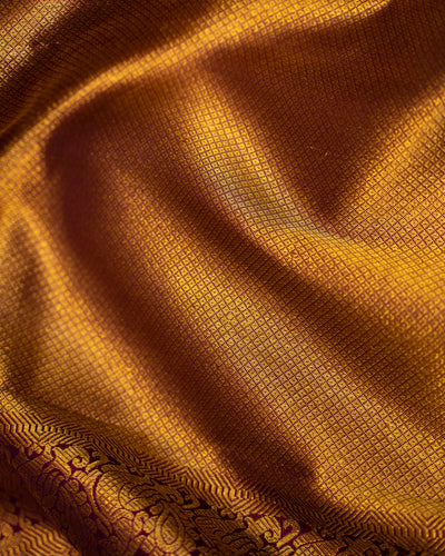 Heather Purple and Dahlia Rettai Pettu Pure Zari Kanjivaram Silk Sari - Clio Silks