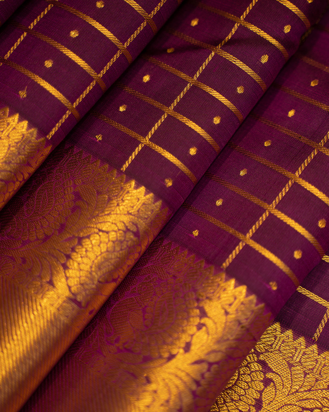 Sangria Purple Traditional Pure Kanjivaram Silk Sari - Clio Silks