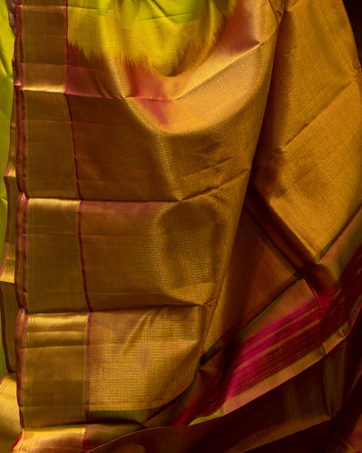 Sampanga Green and Magenta Traditional Pure Silk Sari - Clio Silks