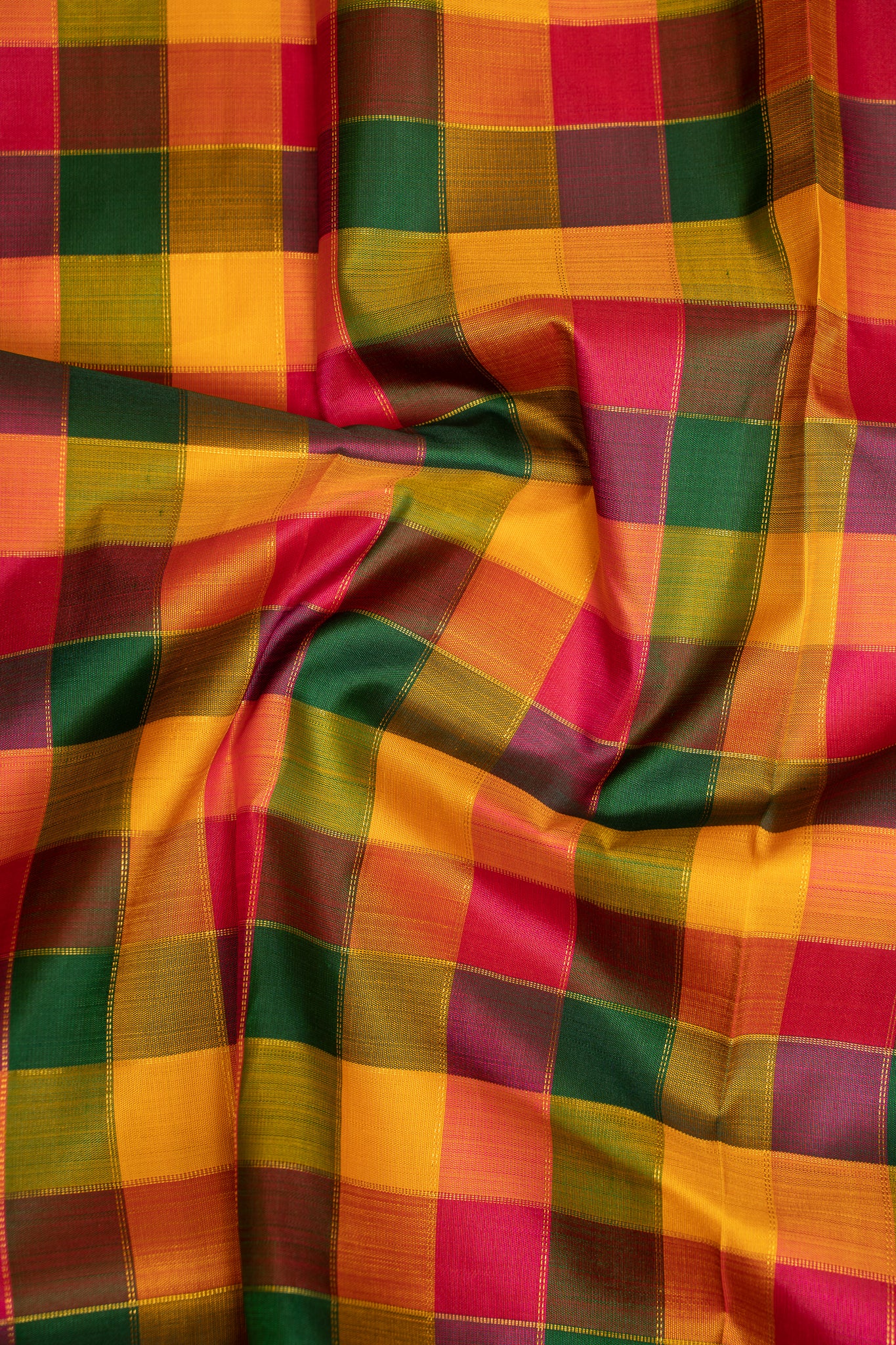 Palum Pazhamum Multi Checks Pure Kanjivaram Silk Sari