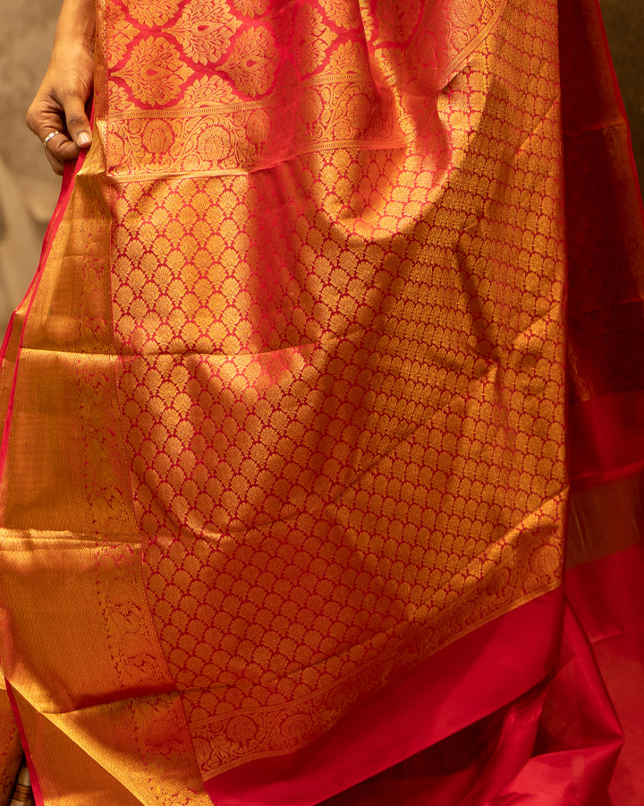 Rani Pink Thilakam Zari Brocade Pure Kanjivaram Silk Sari - Clio Silks
