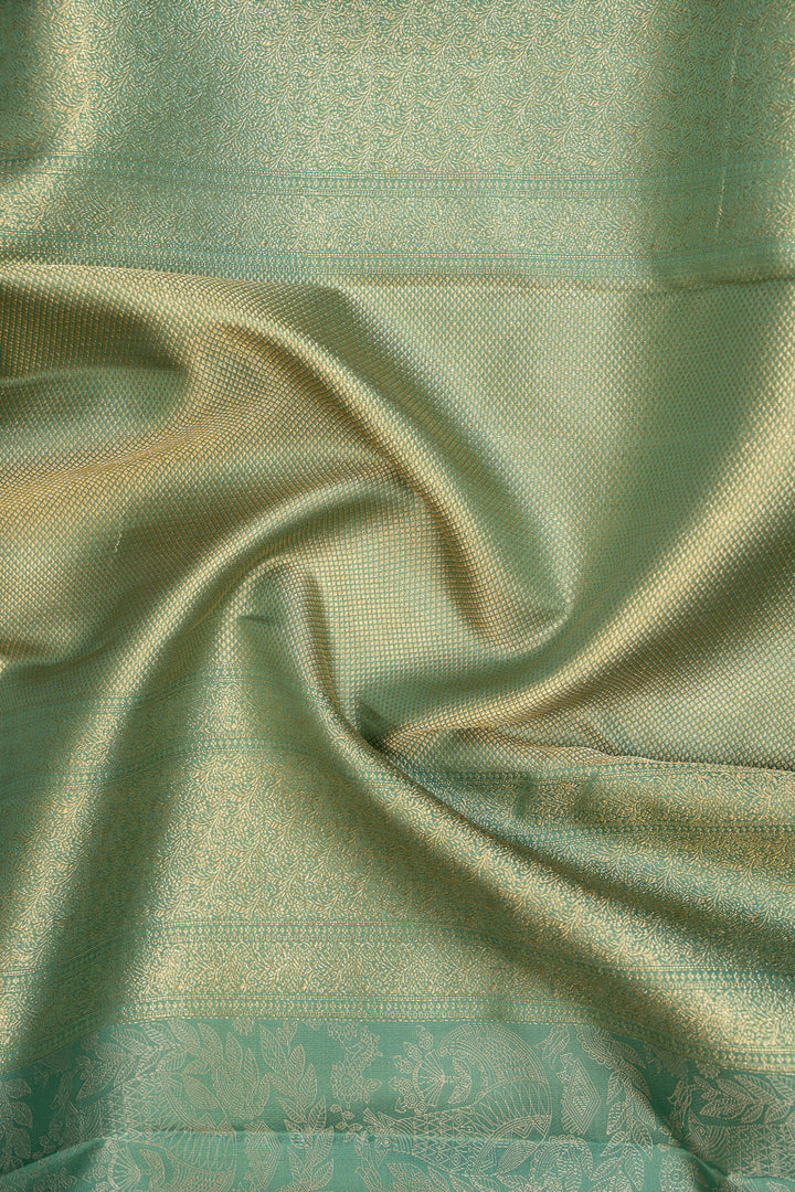 Ice Blue Madhubani Woven Jacquard Pure Kanjivaram Silk Sari - Clio Silks