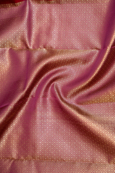 Orange and Purple Jacquard Rettai Pettu Pure Kanjivaram Silk Sari - Clio Silks