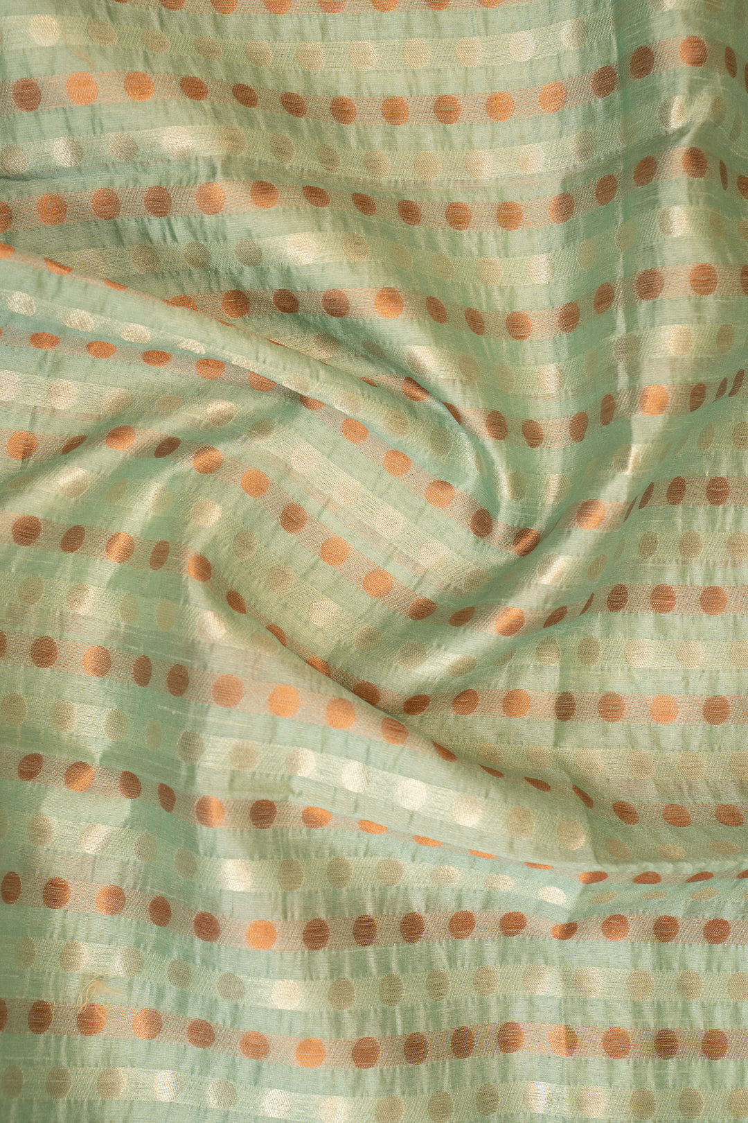 Mint Green Polka Bhagalpur Tussar Sari - Clio Silks