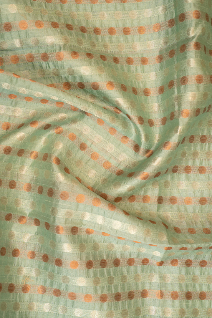 Mint Green Polka Bhagalpur Tussar Sari - Clio Silks