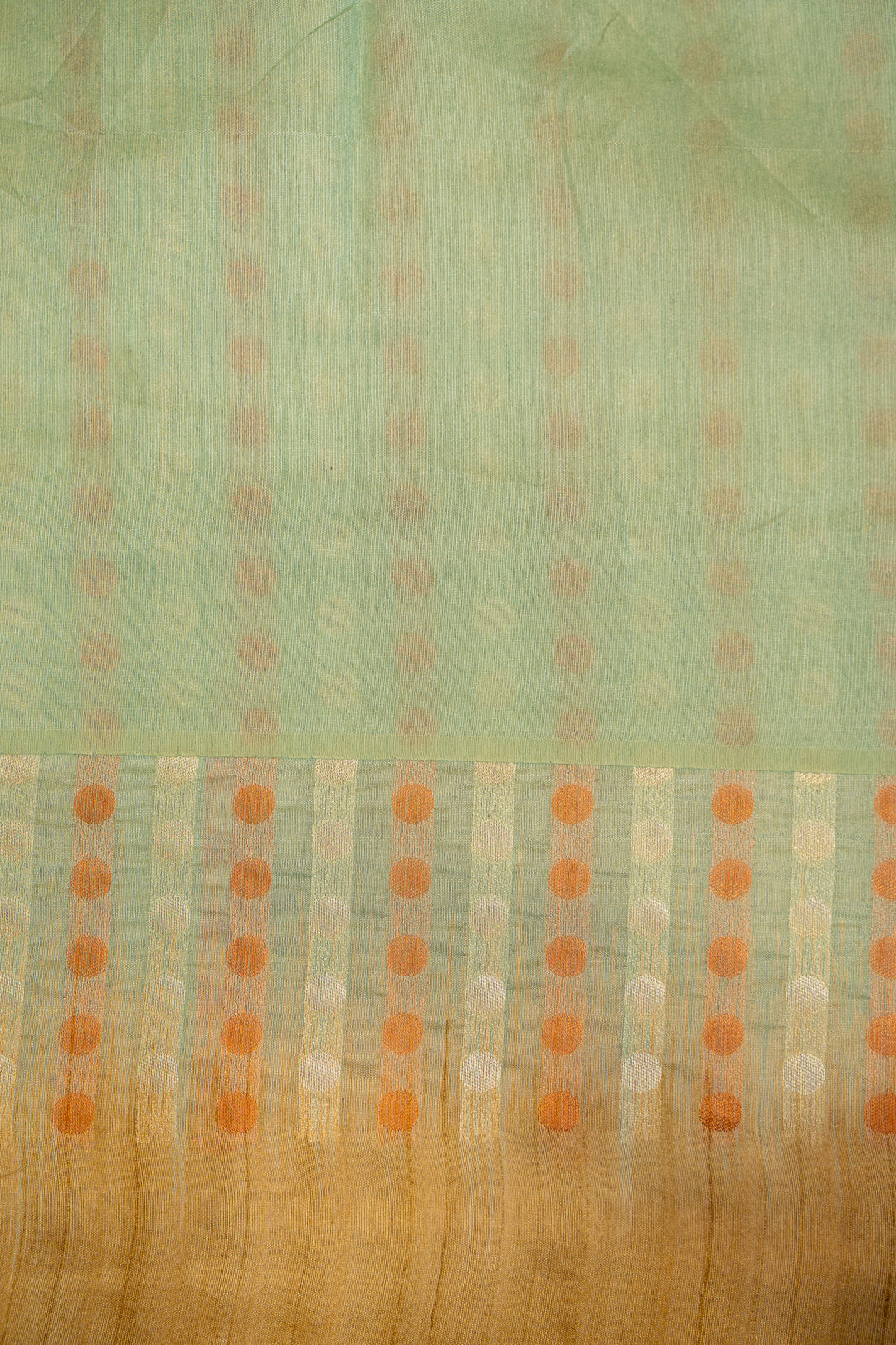 Mint Green Polka Bhagalpur Tussar Sari - Clio Silks