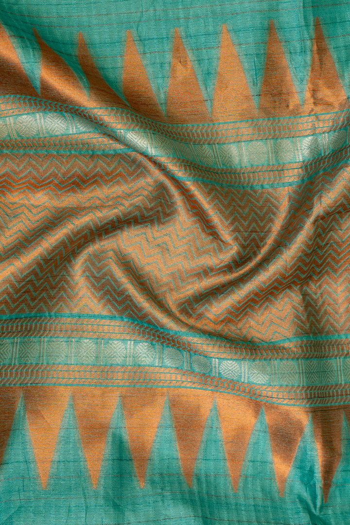 Cyan Blue Bhagalpur Tussar Sari - Clio Silks
