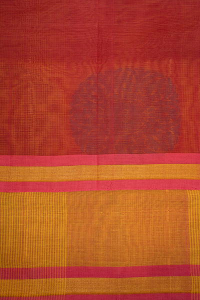 Mustard Yellow Chakram Pure Kanchi Cotton Sari - Clio Silks