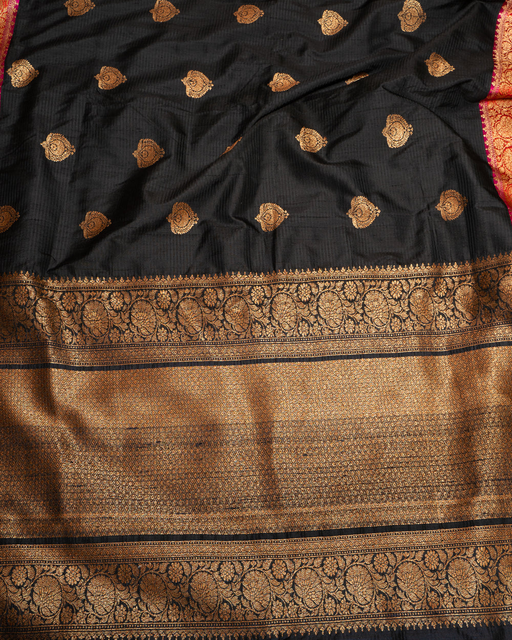Black and Pink Pure Dupian Banaras Sari - Clio Silks