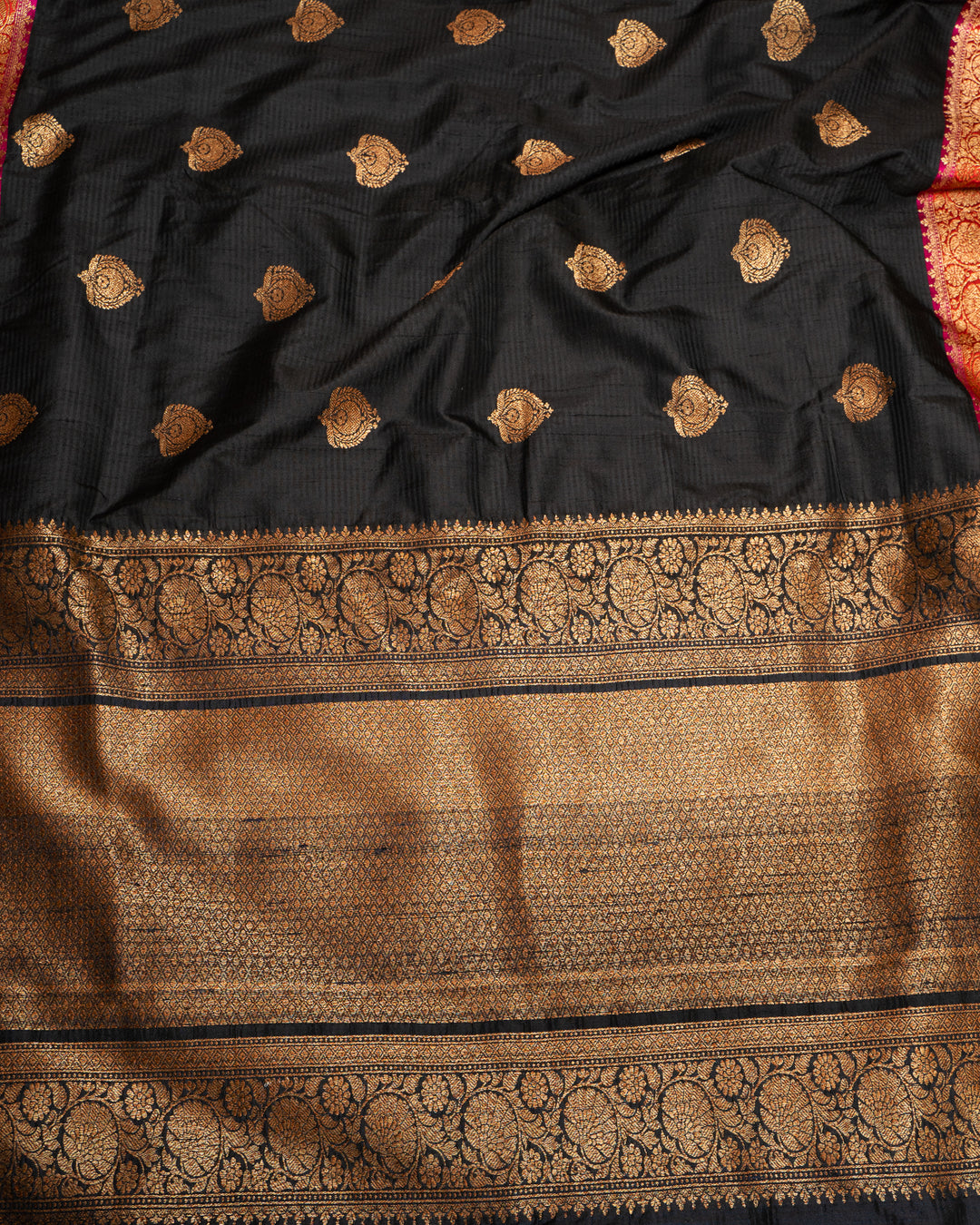 Black and Pink Pure Dupian Banaras Sari - Clio Silks