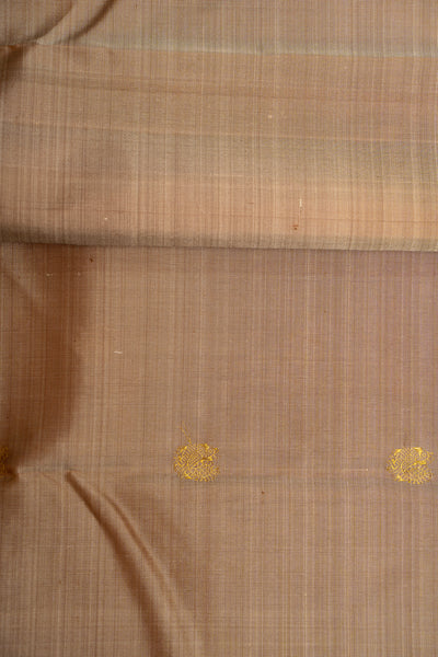 Light Fawn and Blue Rettai Pettu Pure Kanjivaram Silk Sari - Clio Silks