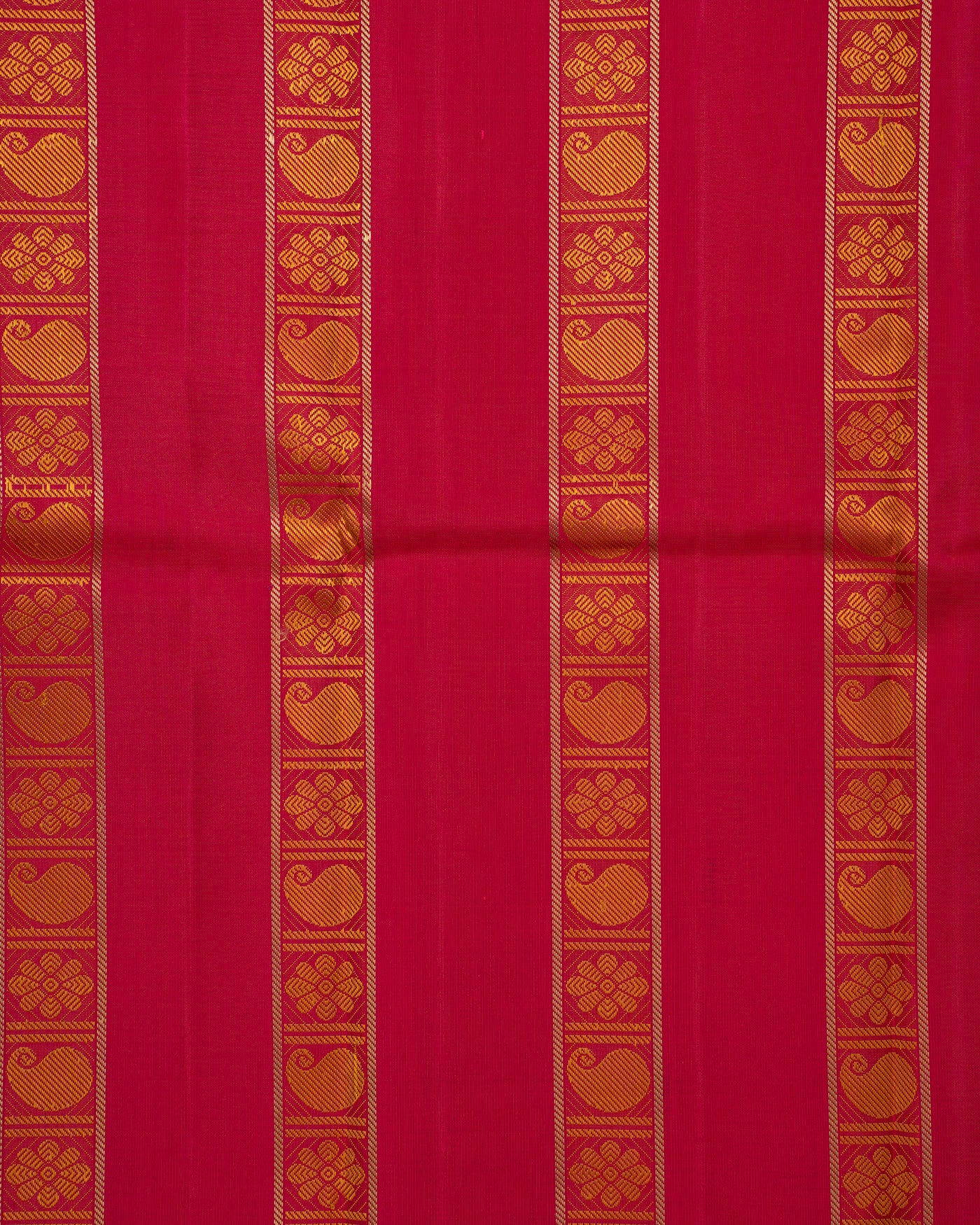 Yellow Stripes and Pink Pattu Pettu Pure Kanjivaram Silk Sari - Clio Silks