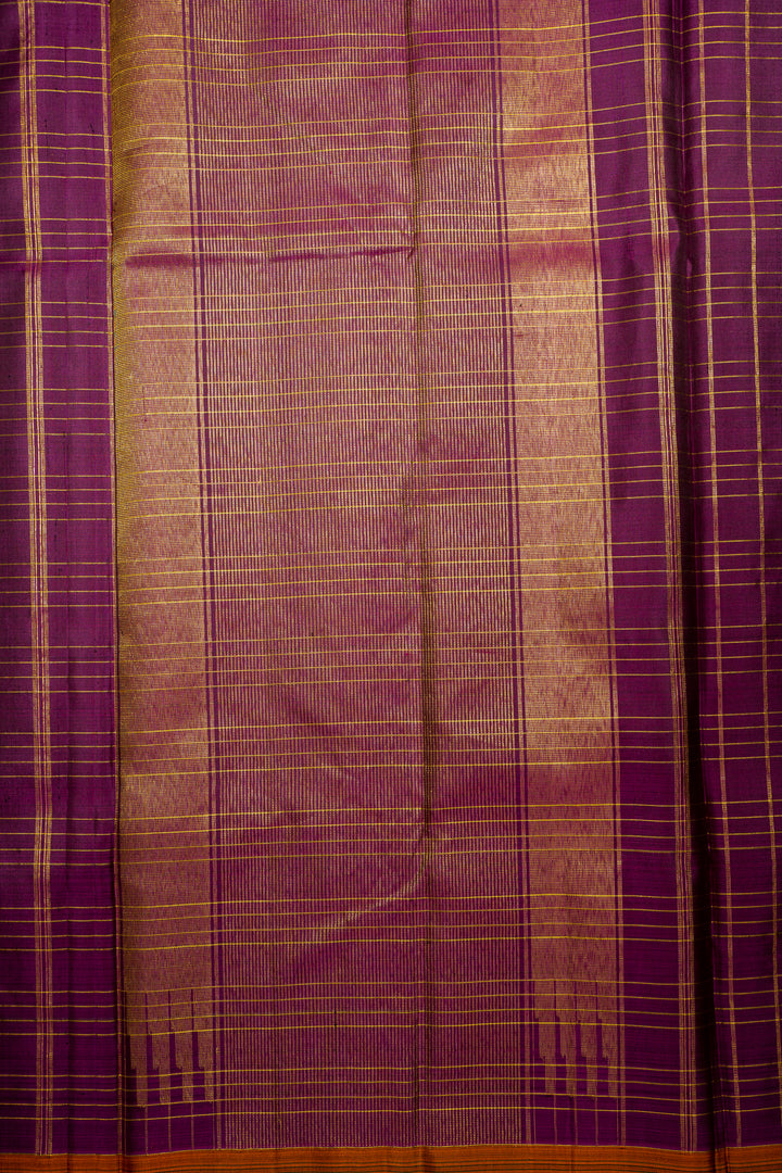 Peacock Green Zari Checks Pure Kanjivaram Silk Sari - Clio Silks