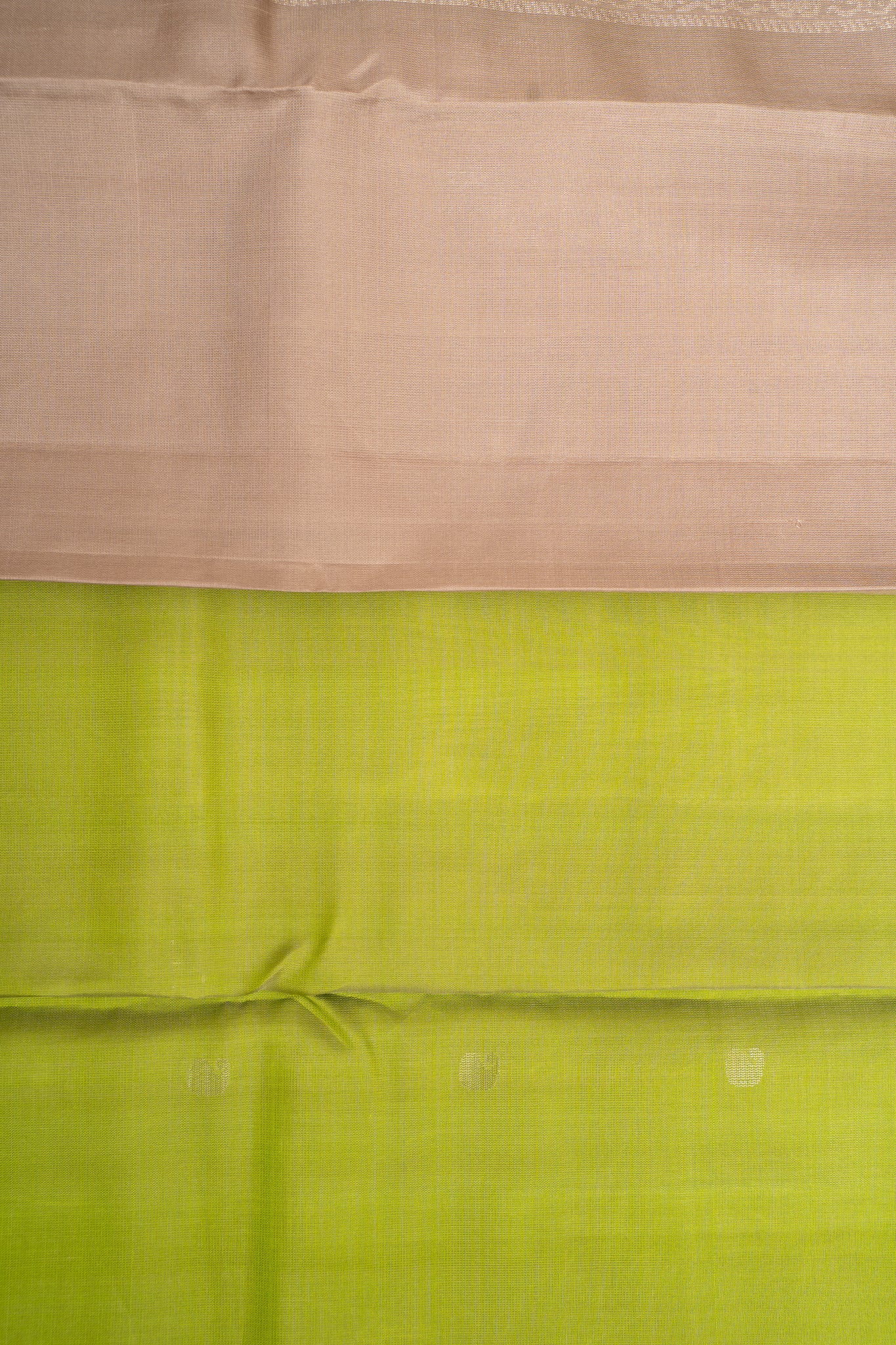 Lime Green and Grey Half and Half Pure Kanjivaram Silk Sari - Clio Silks