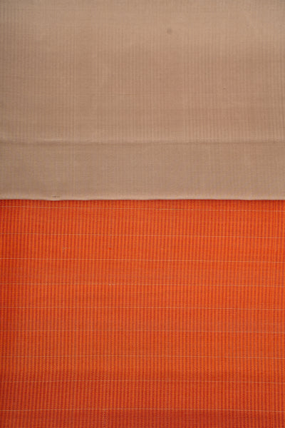 Peach Orange and Grey Half and Half Pure Silk Sari - Clio Silks