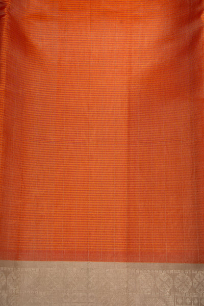 Peach Orange and Grey Half and Half Pure Silk Sari - Clio Silks