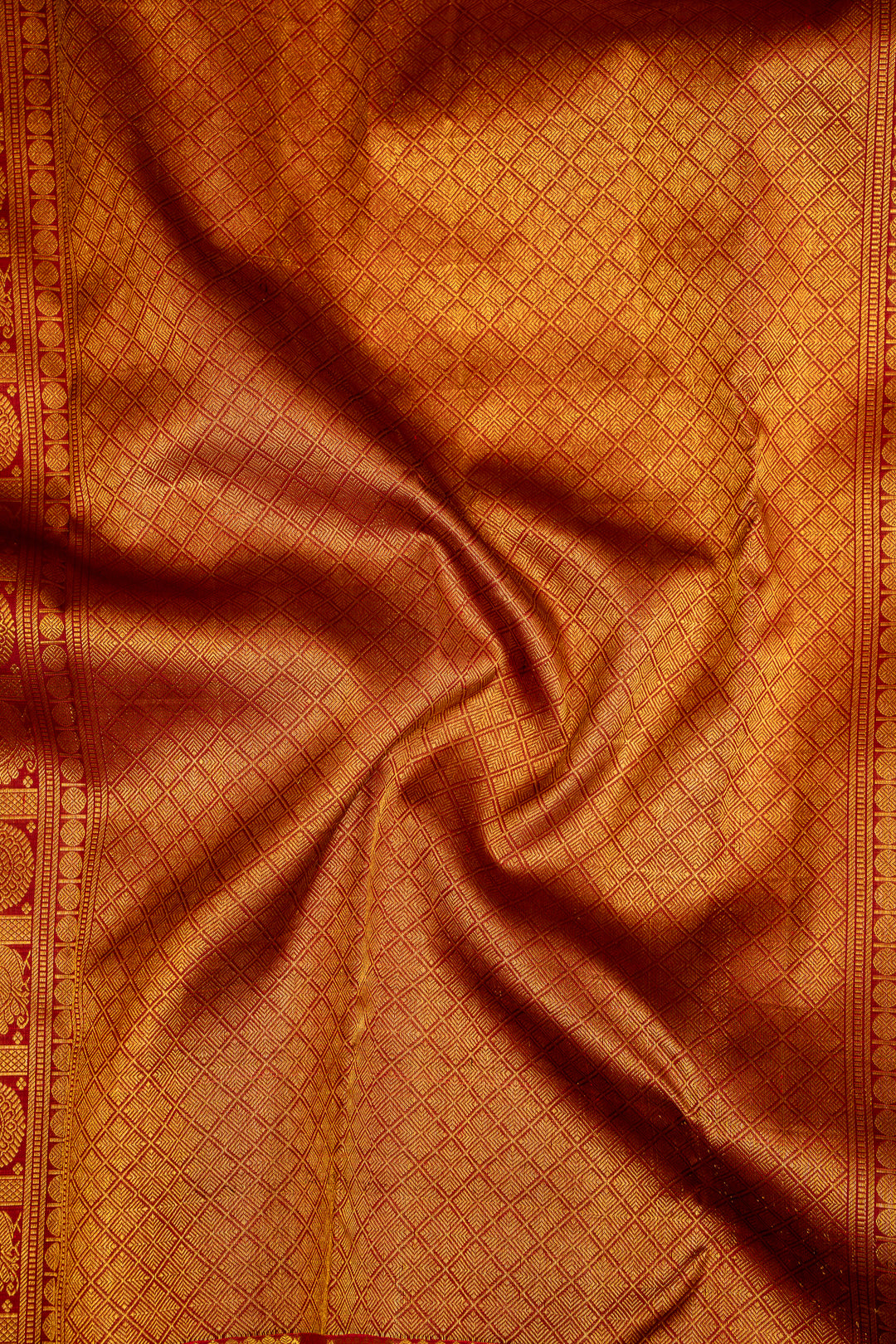 Maroon Zari Checks Traditional Pure Kanjivaram Silk Sari - Clio Silks