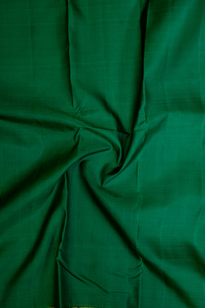 Forrest Green and Yellow Pure Zari Kanjivaram Silk Sari - Clio Silks