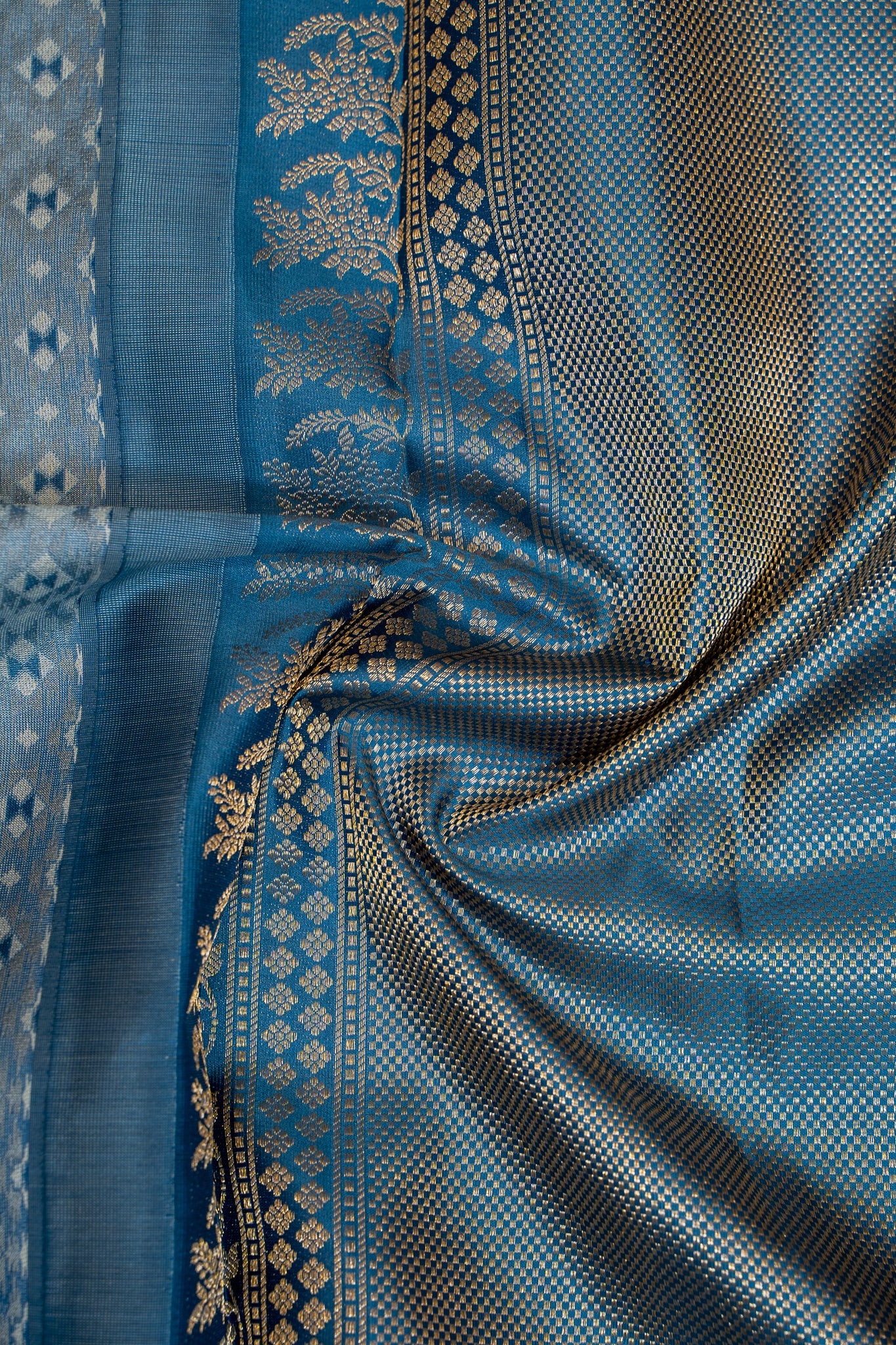 Blue Pochampally Ikat Pure Kanjivaram Silk Sari - Clio Silks