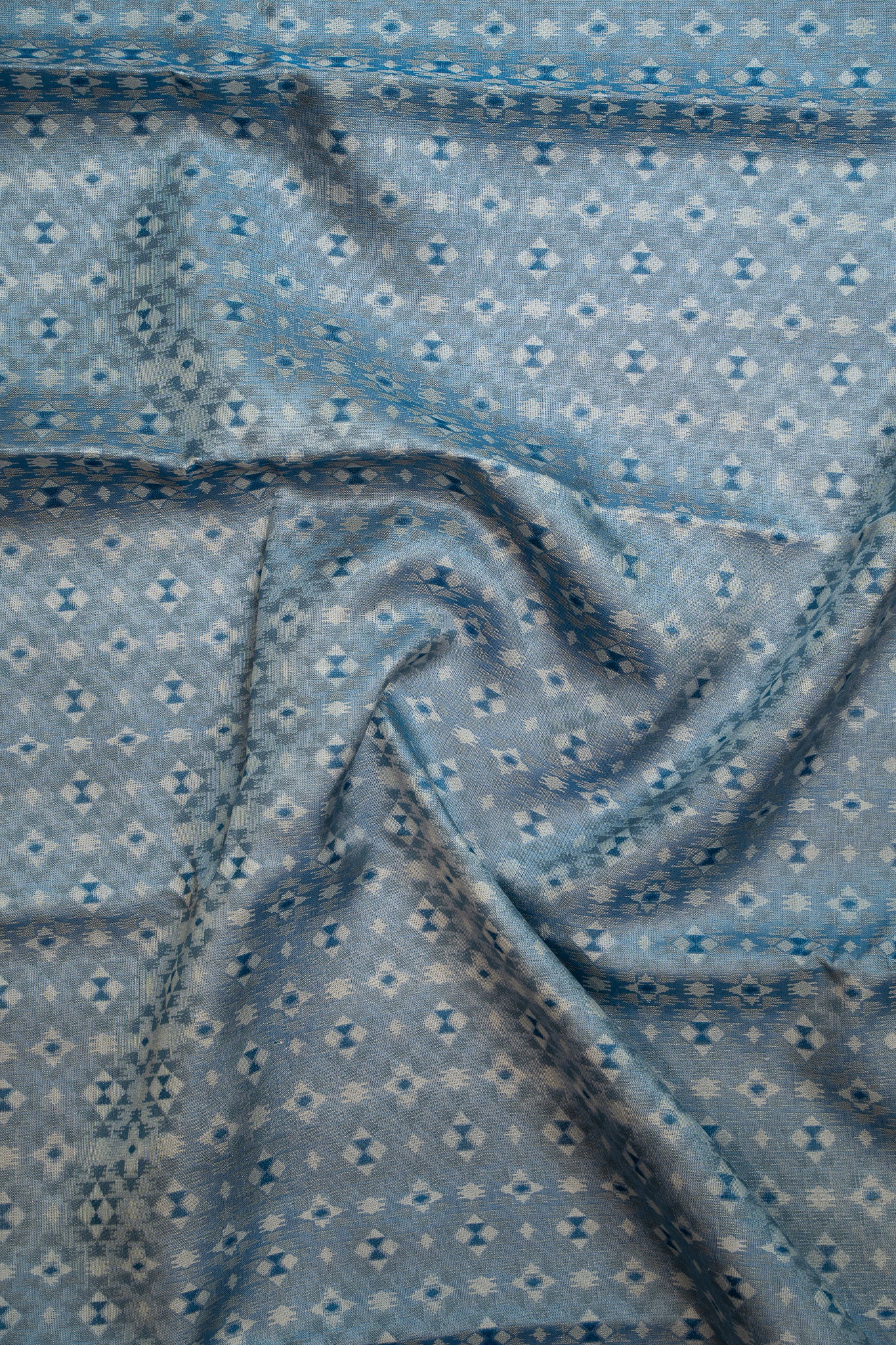 Blue Pochampally Ikat Pure Kanjivaram Silk Sari - Clio Silks
