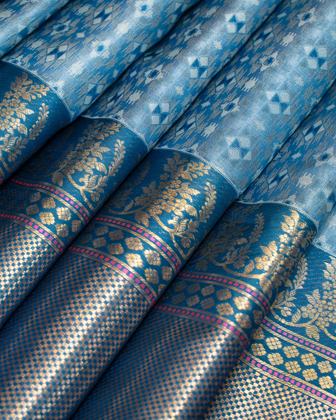 Blue Pochampally Ikat Pure Kanjivaram Silk Sari - Clio Silks