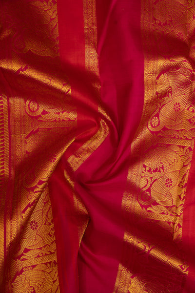 Black and Magenta Zari Checks Pure Kanjivaram Silk Sari - Clio Silks