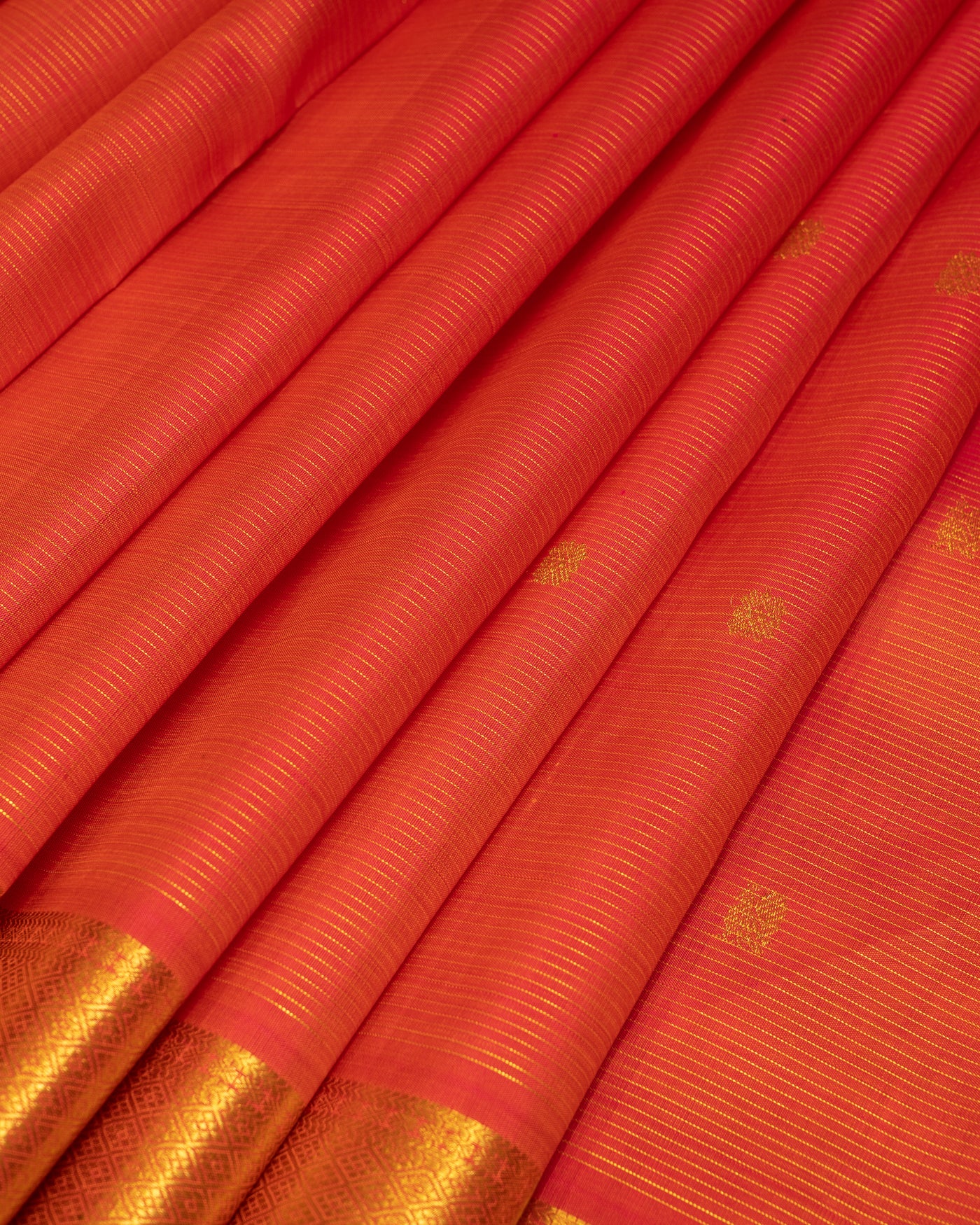 Peach Orange Vairaoosi pure kanjivaram Silk Sari - Clio Silks