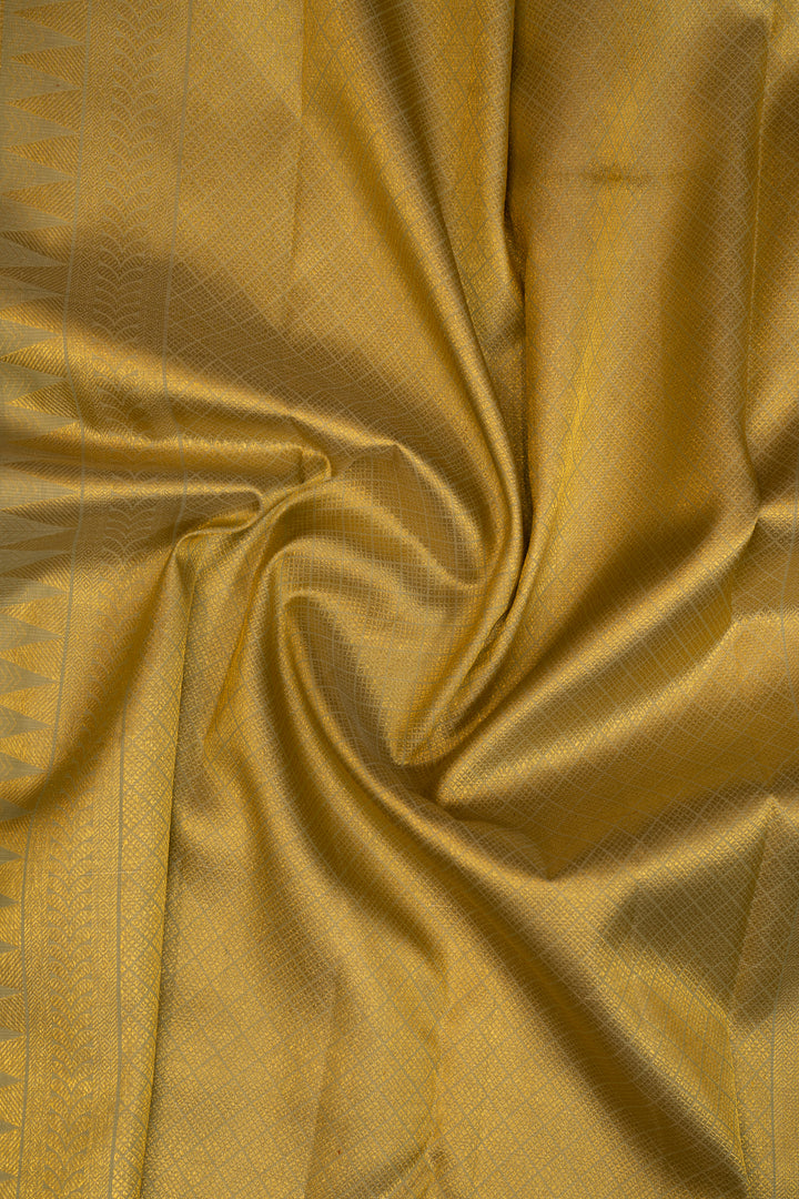 Sage Green Zari Seer Traditional Pure Kanjivaram Silk Sari - Clio Silks