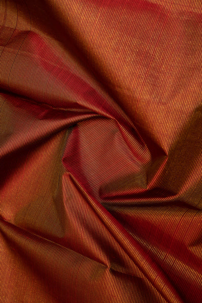 Maroon and Rust Orange Zari Seer Traditional Pure Kanjivaram Silk Sari - Clio Silks