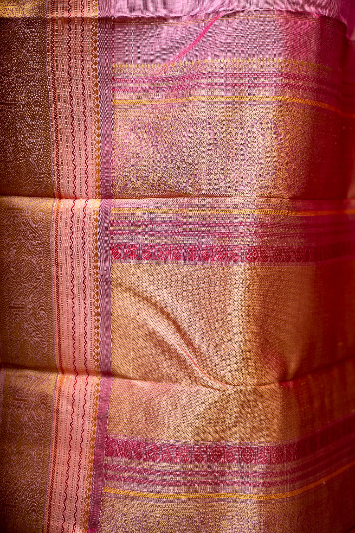 Pearl Mauve Pattu Pettu Pure Zari Kanjivaram Silk Sari - Clio Silks
