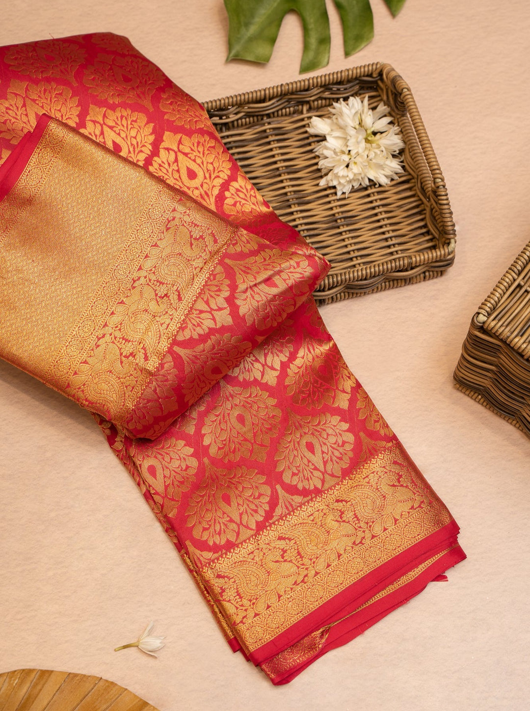 Rani Pink Thilakam Zari Brocade Pure Kanjivaram Silk Sari - Clio Silks