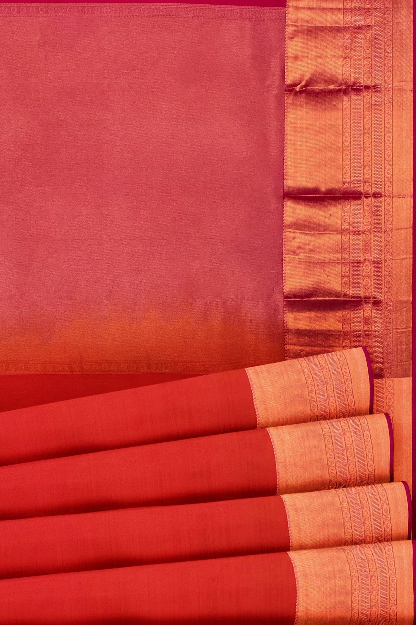 Peach Orange Traditional Kanjivaram Silk Saree - Clio Silks