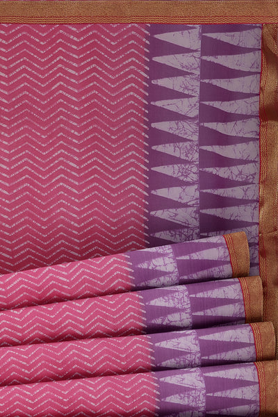 Pink and Purple printed Georgette Saree - Clio Silks