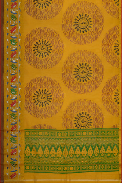 Mustard Warli Printed Pure Cotton Saree - Clio Silks
