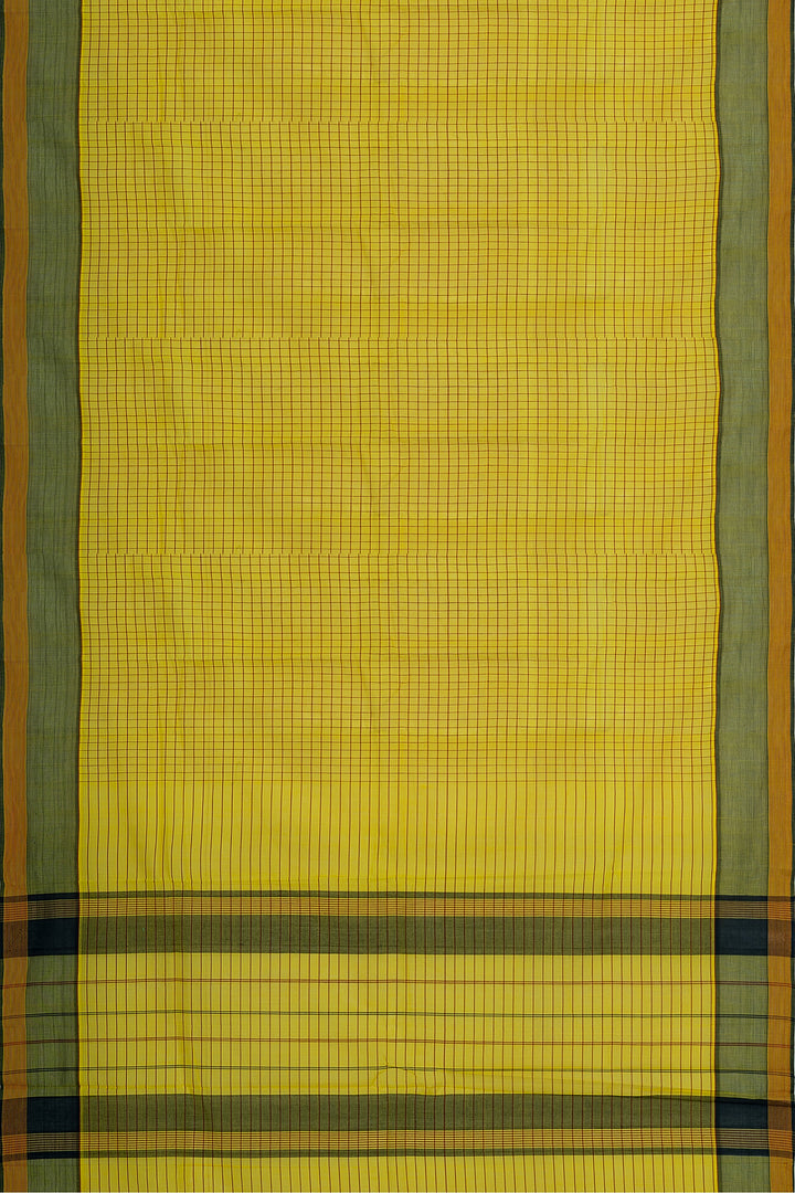 Yellow Podikattam Pure Cotton Sari - Clio Silks