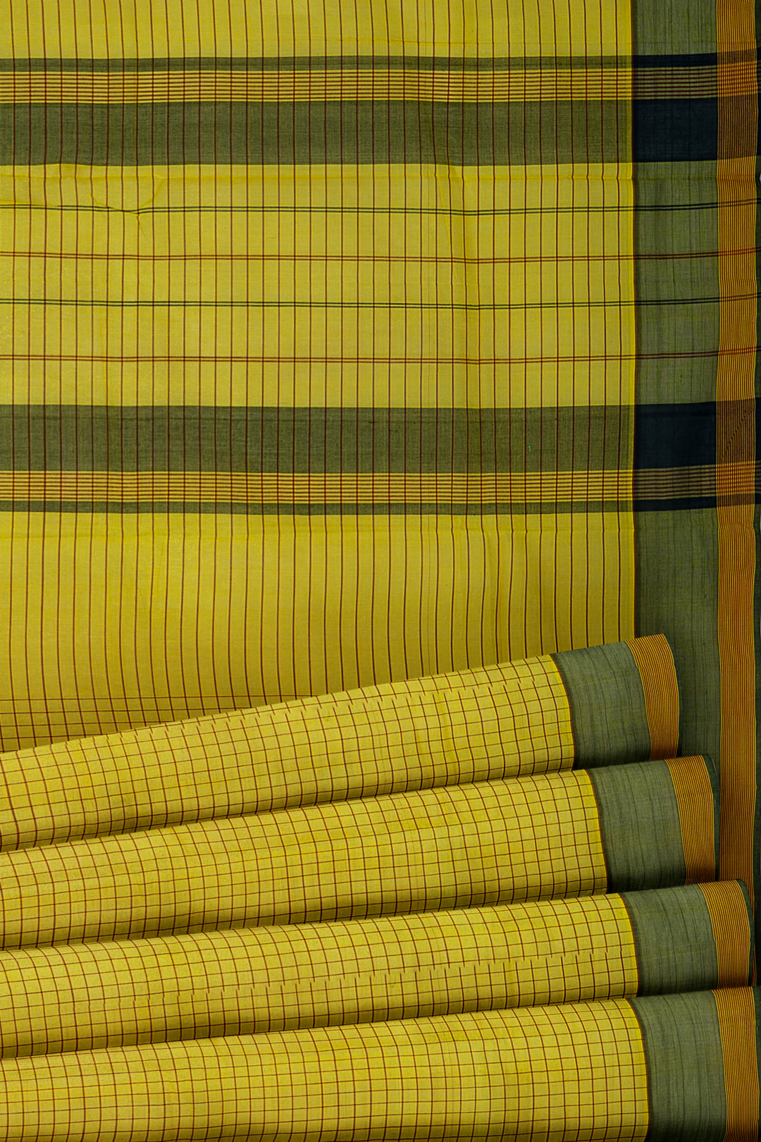Yellow Podikattam Pure Cotton Sari - Clio Silks