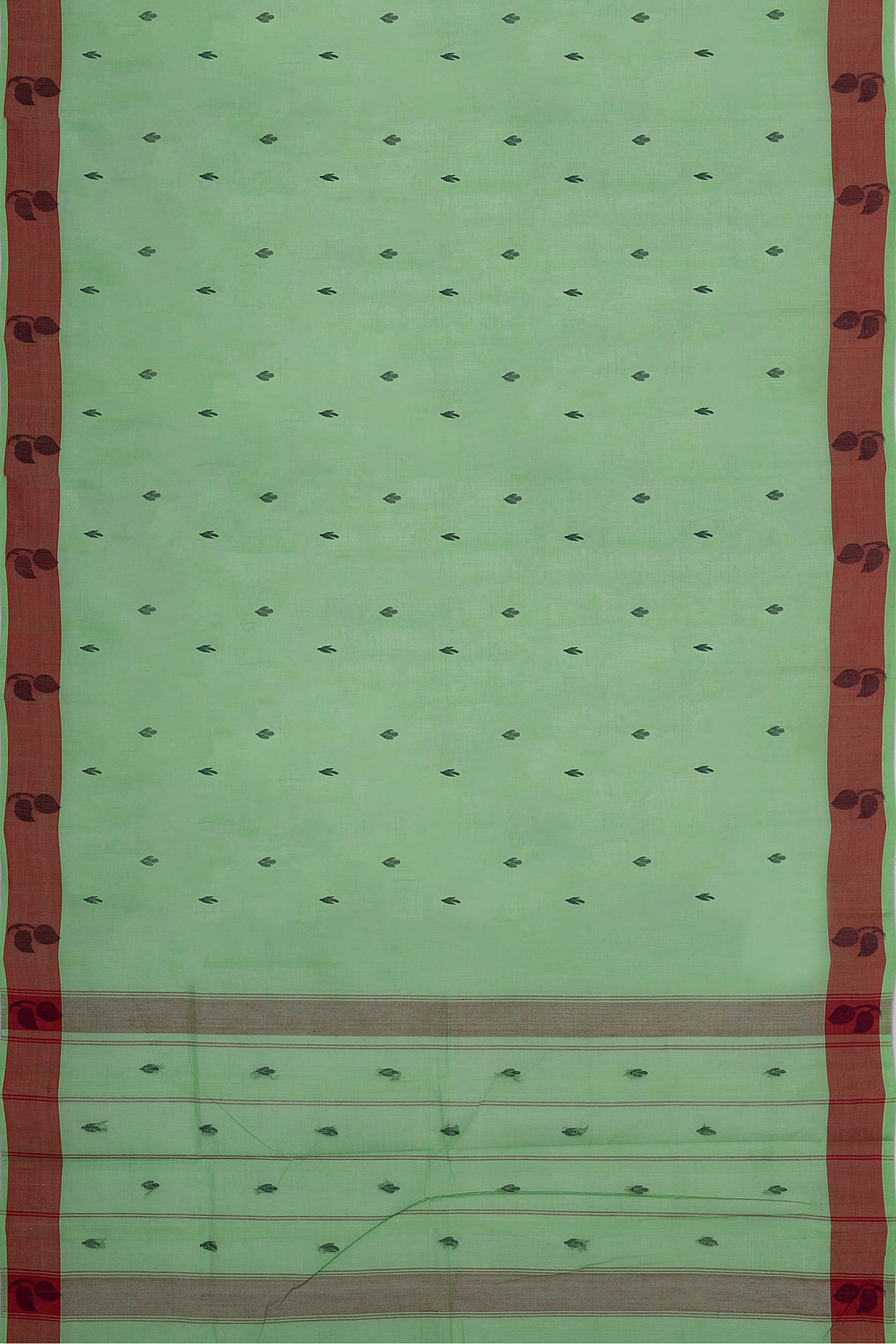 Green and Maroon Pure Cotton Saree - Clio Silks