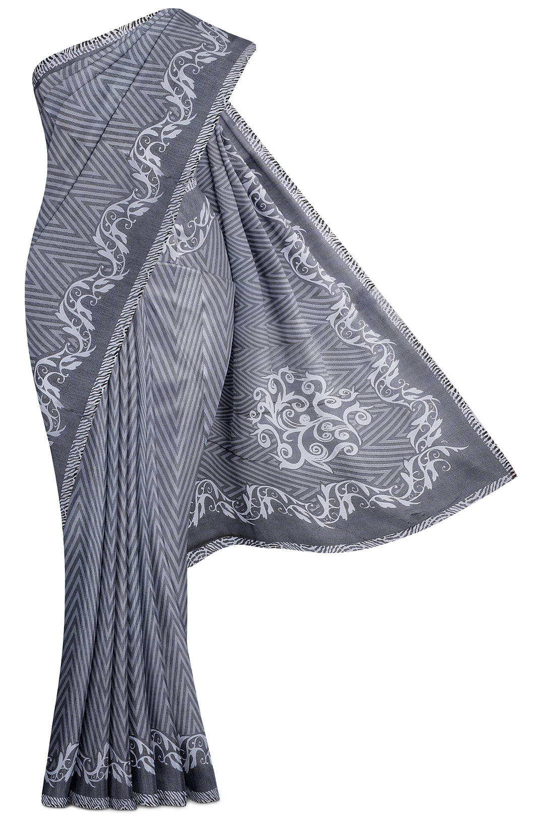 Black and White Kota Cotton Saree - Clio Silks