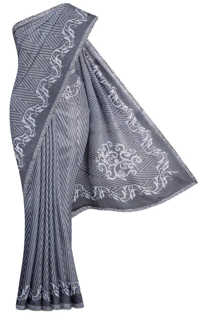 Black and White Kota Cotton Saree - Clio Silks