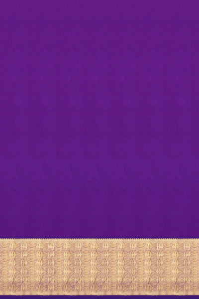 Cream and Purple Brocade Pure Kanjivaram Silk Saree - Clio Silks