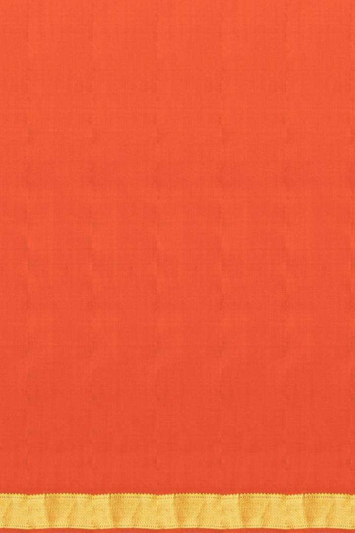 Orange Pure Silk Plain Kanjivaram Saree - Clio Silks