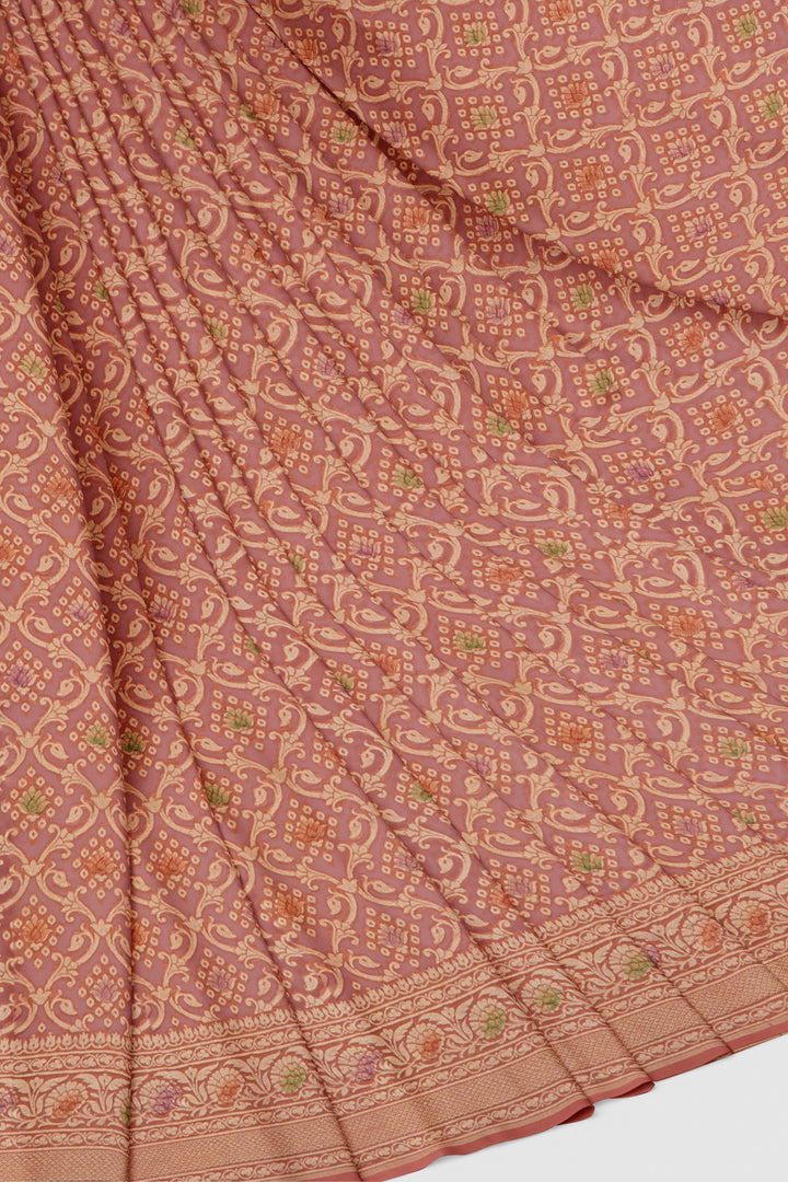 Dusty Peach Pure Banaras Georgette Saree - Clio Silks