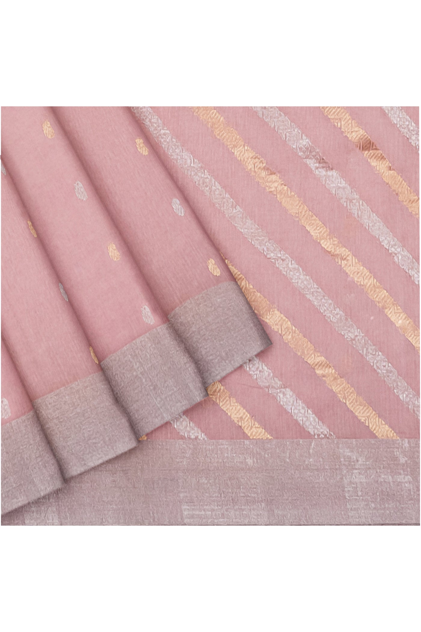 Baby Pink Chanderi Silk Cotton Saree - Clio Silks