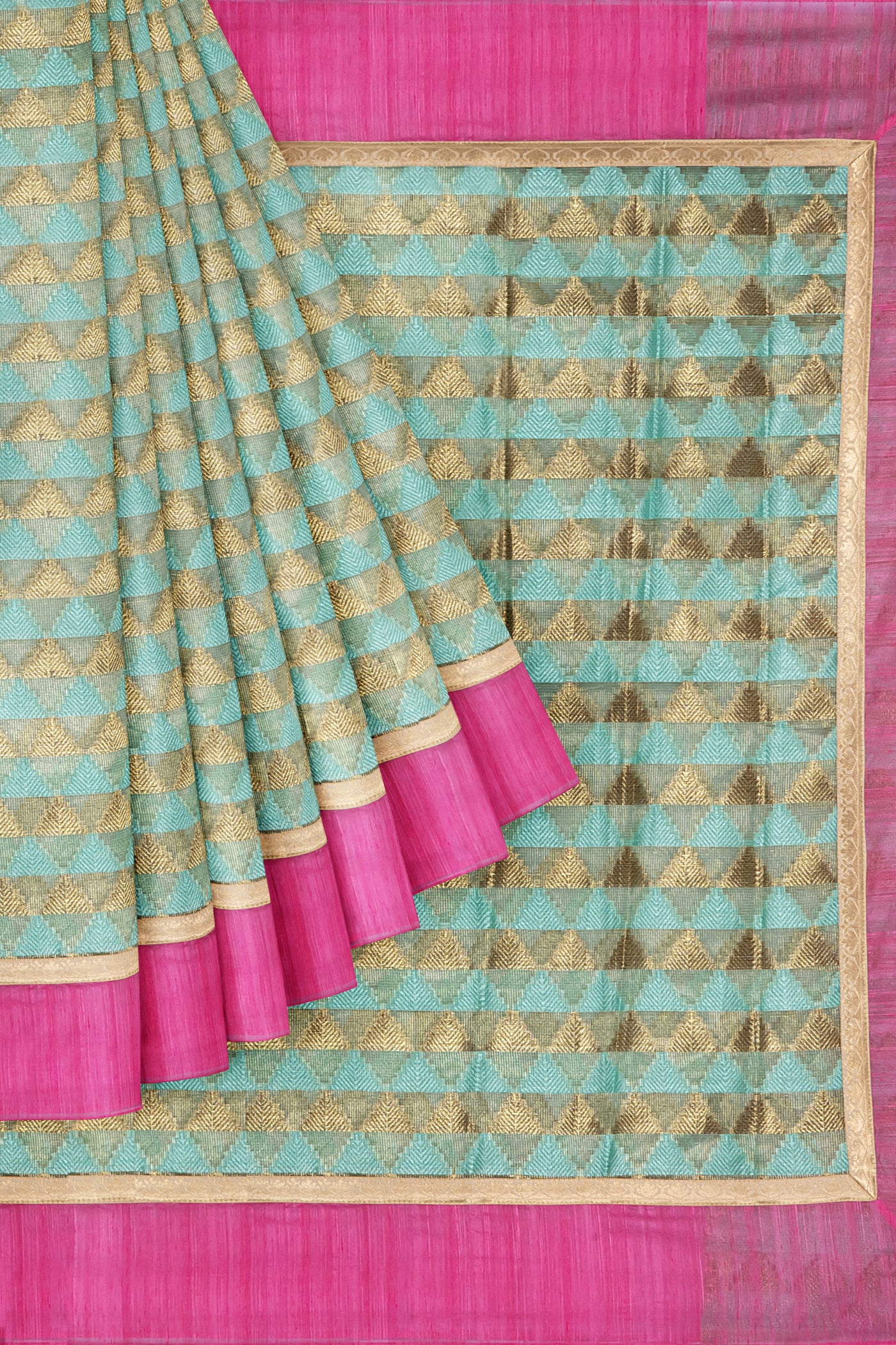 Pastel Blue Banaras kora saree - Clio Silks